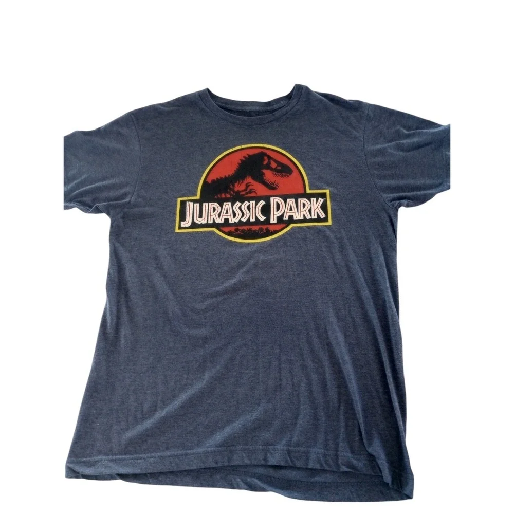 Jurassic Park T Rex Mens T-Shirt Size Large Crew Neck Short‎ Sleeve Blue